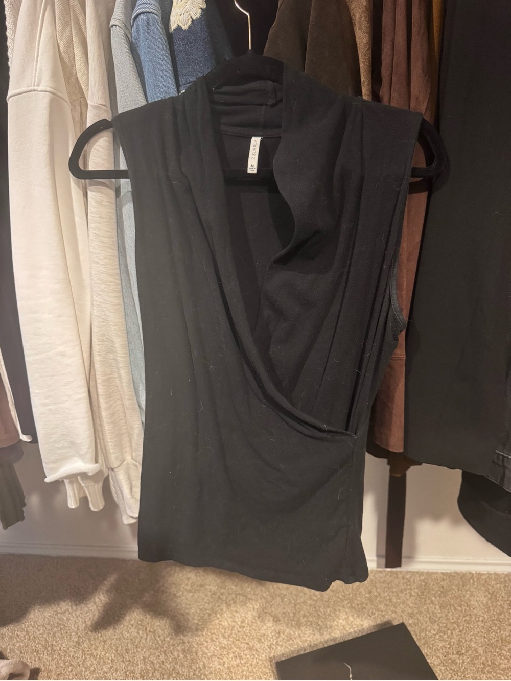 Z Supply Black Sleeveless Cowl Neck Top